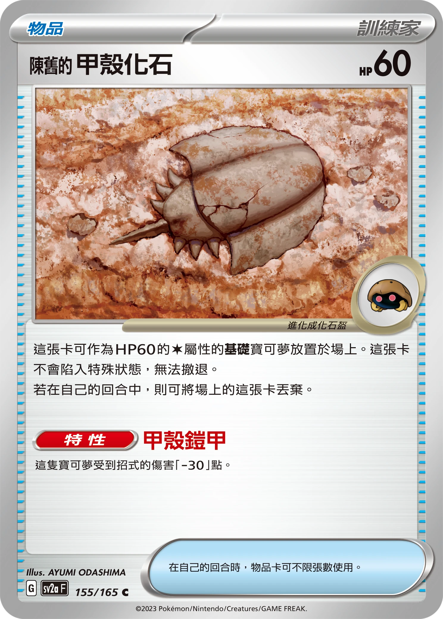 陳舊的甲殼化石