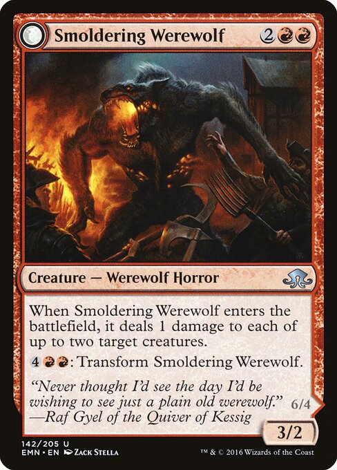 Smoldering Werewolf // Erupting Dreadwolf 142