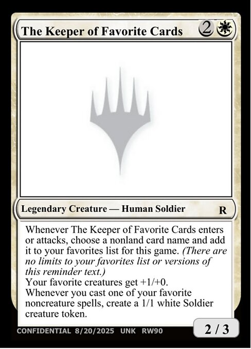 The Keeper of Favorite Cards RW90d