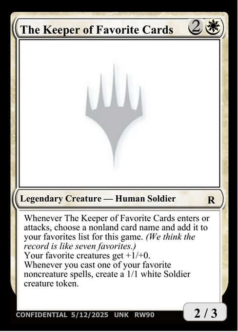 The Keeper of Favorite Cards RW90c
