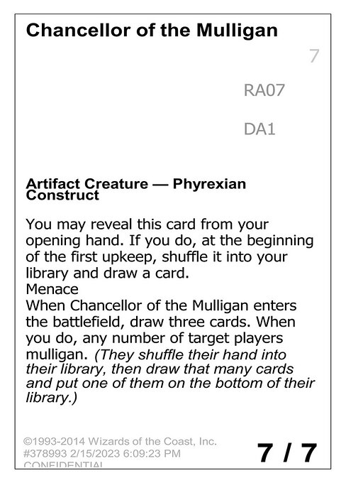 Chancellor of the Mulligan RA07b