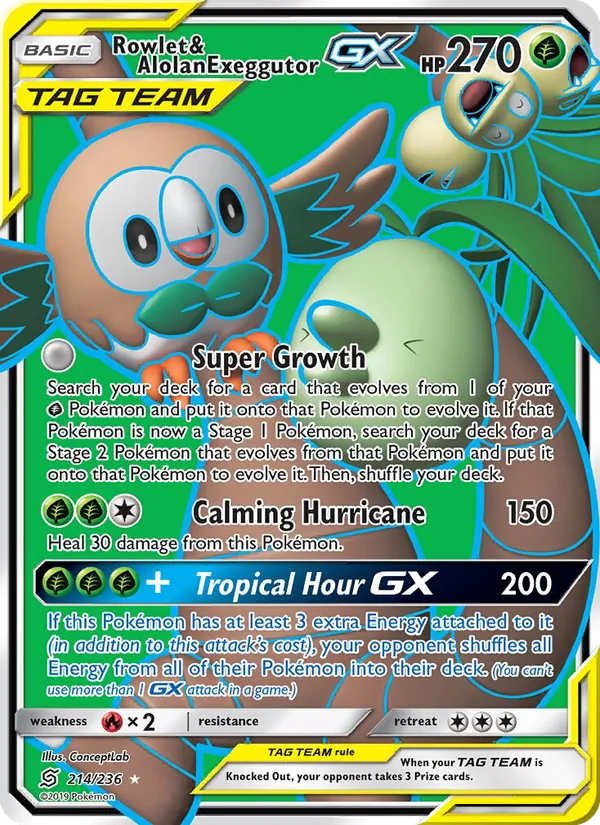 Rowlet & Alolan Exeggutor GX 214/236