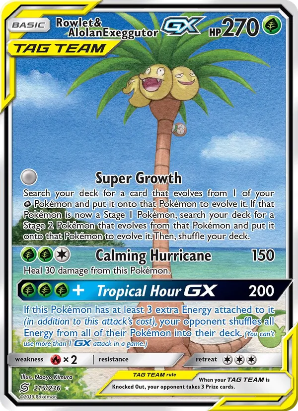 Rowlet & Alolan Exeggutor GX 215/236