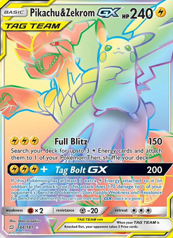 Pikachu & Zekrom GX 184/181