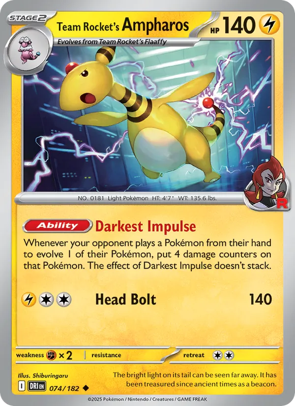 Team Rocket's Ampharos 074/182