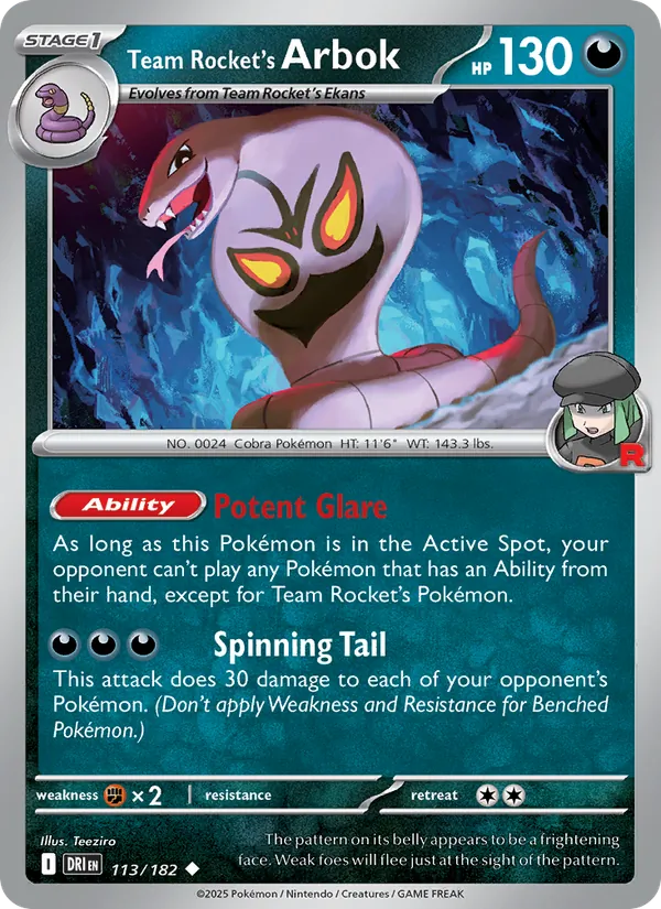 Team Rocket's Arbok 113/182