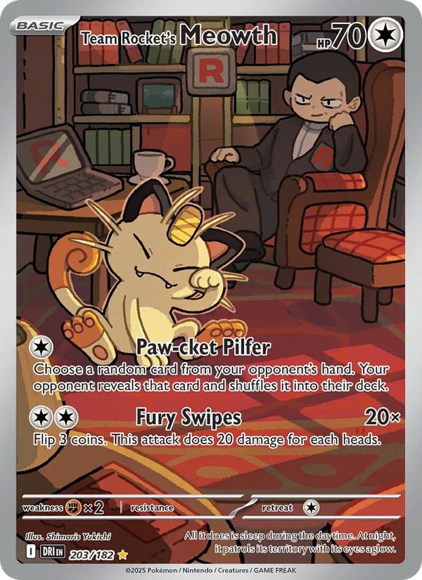 Team Rocket's Meowth 203/182